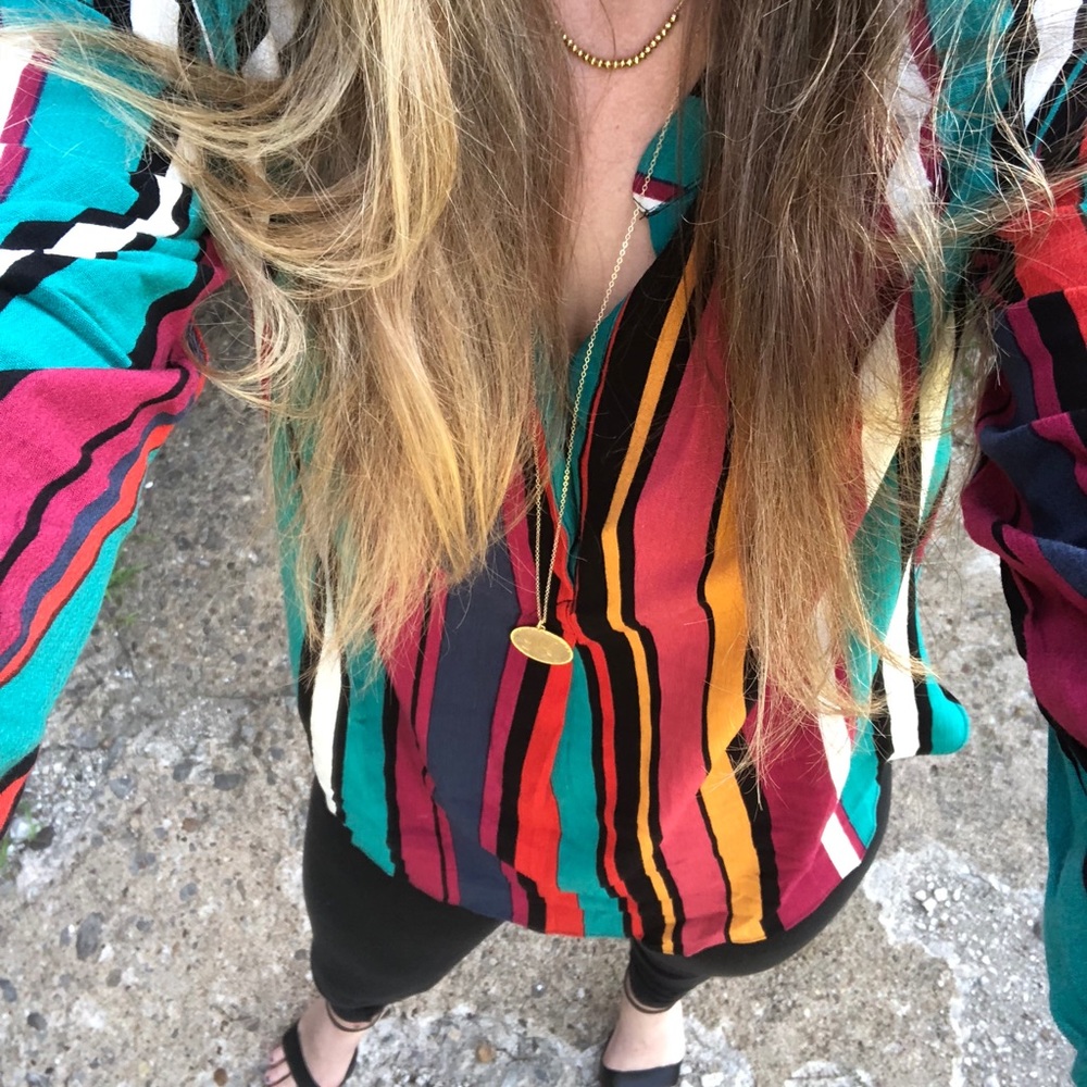 EUC Downtown Striped Damsel Blouse